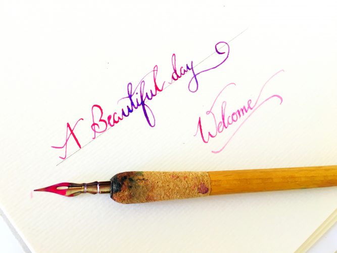 watercolor dip pen calligraphy