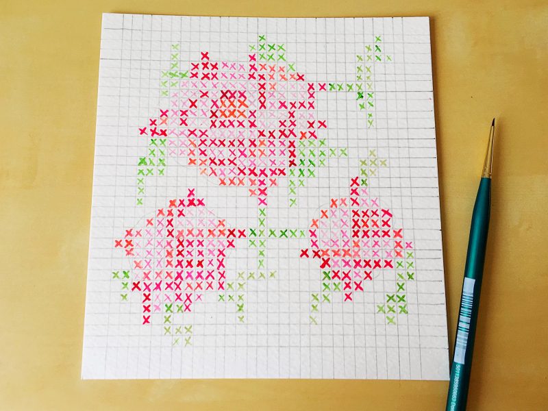 Cross Stitch inspired art tutorial ( Video + free printable ) Lifeathon